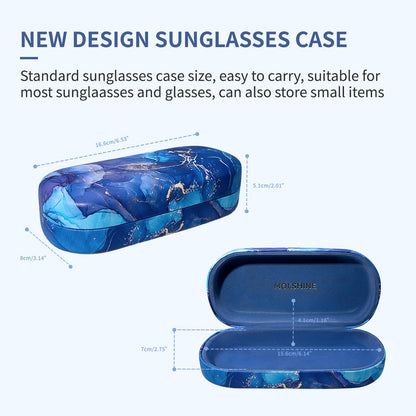 molshine Hartschalen-Leder-Sonnenbrillenetui, klassisches großes Brillenetui für Damen und Herren, Sonnenbrille (Schwarz)