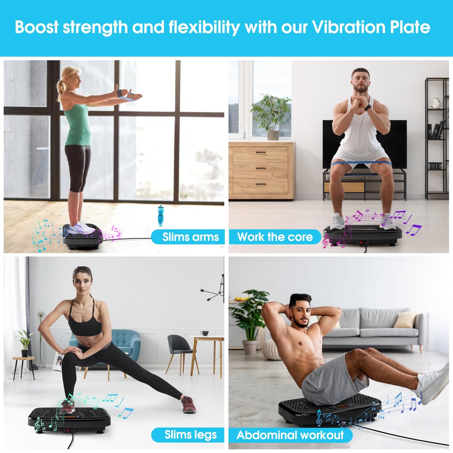 SoftGym Waver Vibration Plate Exercise Machine for Lymphatic Drainage Weight Loss,120 Speed Levels Vibrating Platform with Resistance Bands,Full-Body Workout Equipment for Muscle Activation