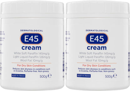 E45 - Dermatological Cream For Dry Skin Conditions ; Non Greasy Emollient ; Hypoallergenic ; 350g