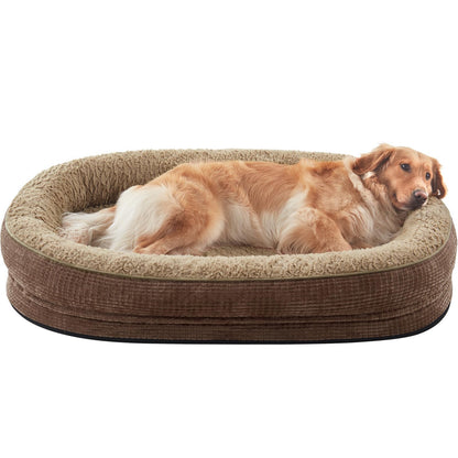 JOEJOY Orthopedic Dog Beds Large Sized Dog, XL Egg-Crate Memory Foam Pet Couch Bed with Bolster Sides, Waterproof Lining, Removable Washable Cover & Non-Slip Bottom, Brown