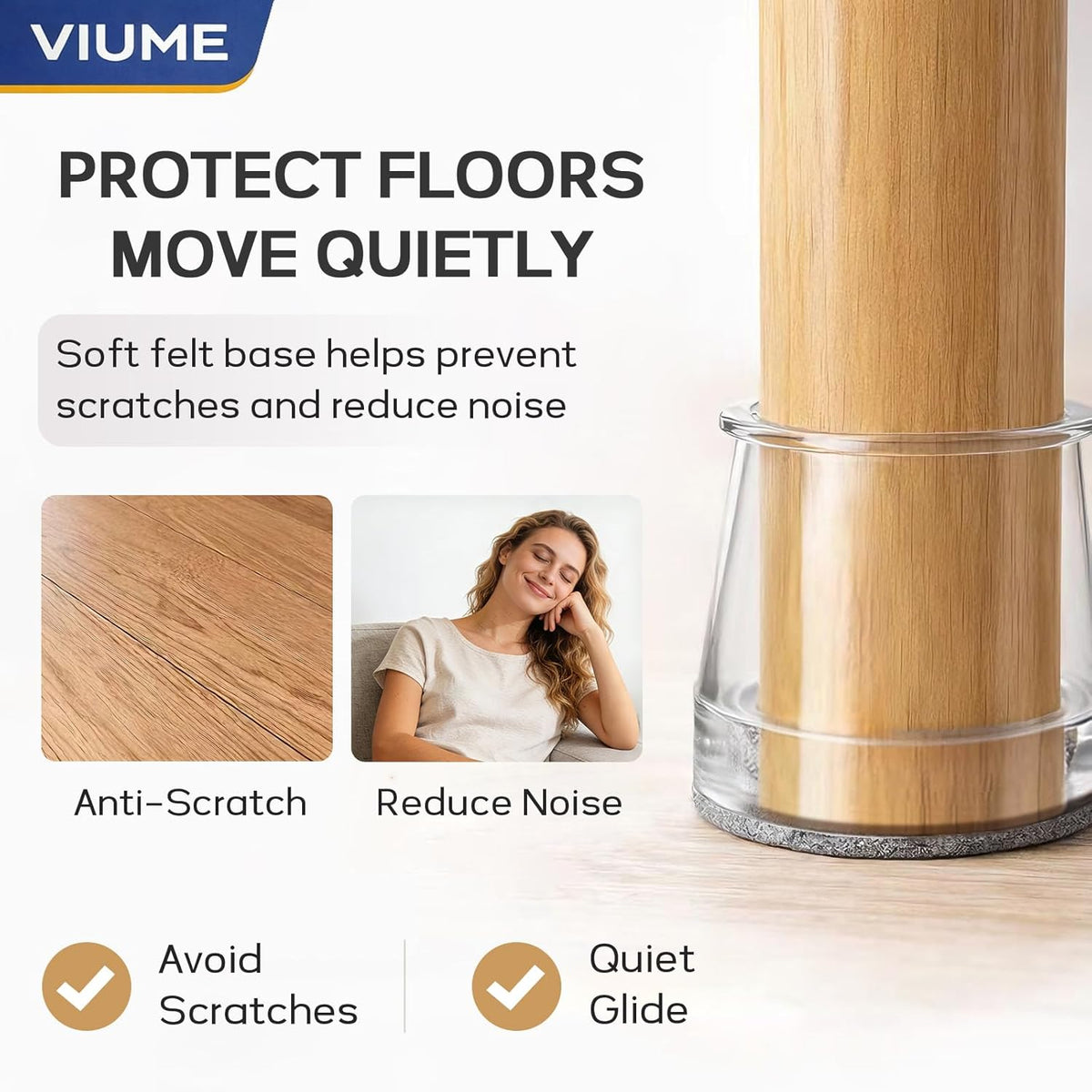 Chair Leg Floor Protectors 24PCS Furniture Sliders for Hardwood Floors, Silicone Chair Leg Protectors for Protecting Floors from Scratches and Noise, Clear-Universal Large