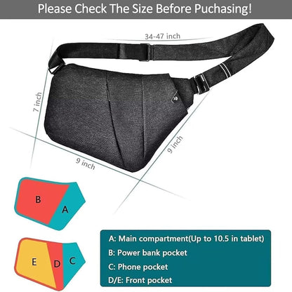 Wasserdichter Anti-Diebstahl Schulter Rucksack Sling Brust Crossbody Bag Abdeckpack Rucksack Fahrrad Sport (B13-007 Schwarz-linke Hand)