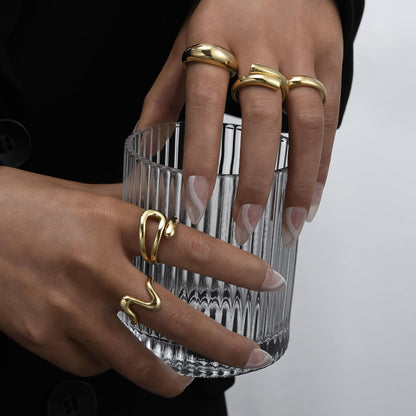 YEEZII Chunky Gold Rings for Women Non Tarnish, 18K Gold Plated Stackable Thumb Ring, Statement Women Rings Set