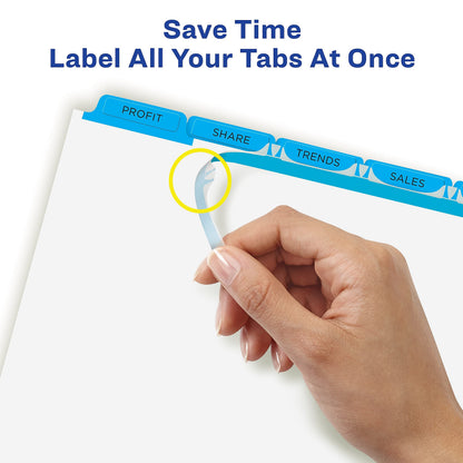 Avery 8 Tab Dividers for 3 Ring Binder, Easy Print & Apply Clear Label Strip, Index Maker Customizable Multicolor Tabs, 25 Sets (11424)