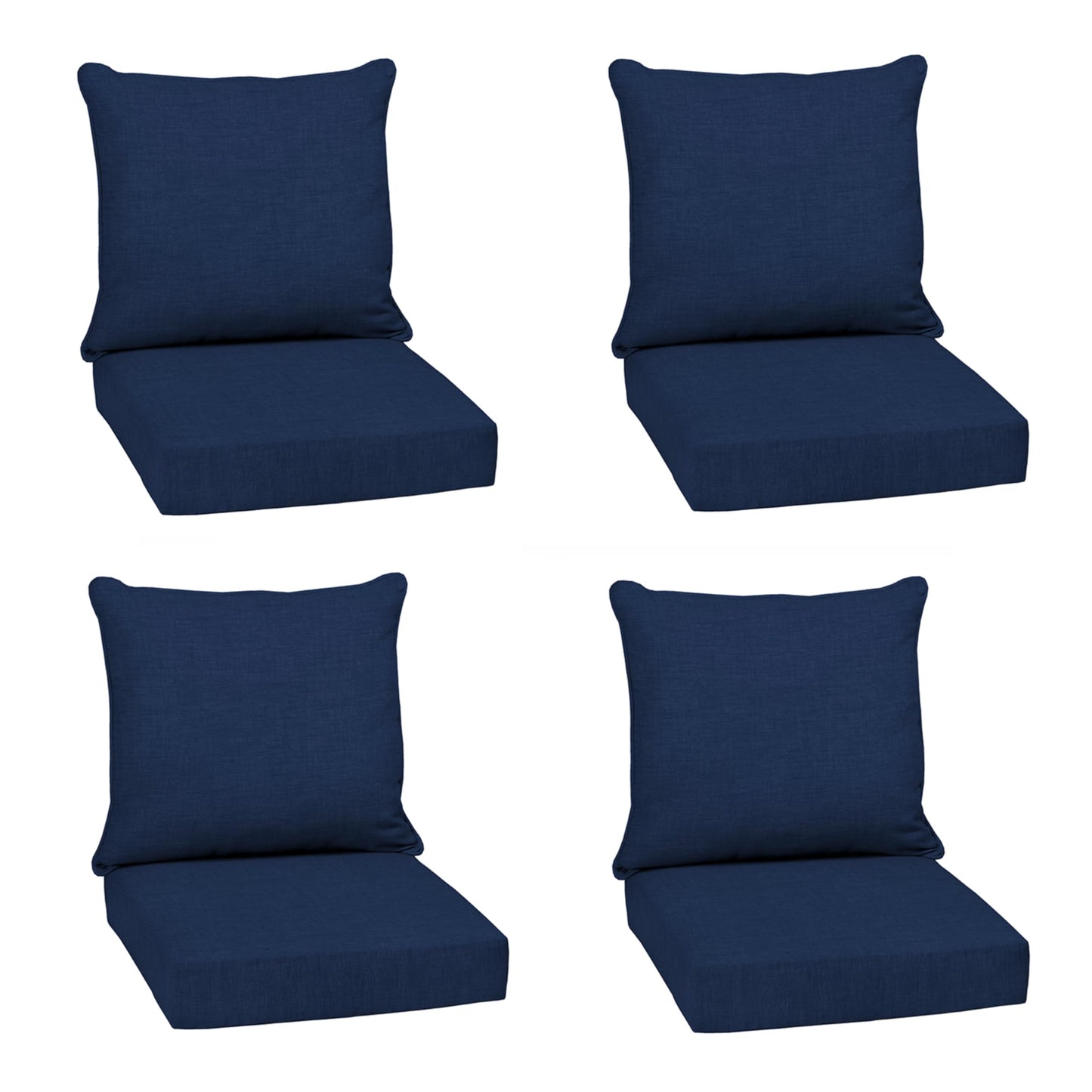 Arden Outdoor Foam Deep Seat Cushions Set, 24x24, Premium High-Density Foam, Never Flattens, Weather-Proof for Patio Chair Sofa Couch, Blue Shibori Stripe