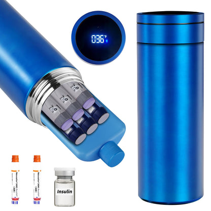 Bogush Large 60H Insulin Pens Cooler for 6-8 Pens Travel Case Temp Display Medication Cooler for Travel TSA Approved Medicine Cooler Medical Travel Cooler Bag Epipen Carry Case Black