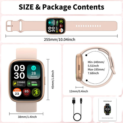 Smartwatch Damen Herren, 1.83" HD, Alexa Integriert, Bluetooth 5.3 Anrufe & Nachrichten, IP68 Wasserdicht, 100+ Sportmodi, Fitness Tracker/Herzfrequenz/SpO2/Schlafmonitor für Android iOS (Rosa)