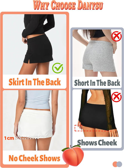 Danysu Dehnbare Mini Skorts Mid Waist Rock mit Shorts Seitenschlitz 2025 Sport Alltag Ausgeh-Outfits