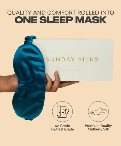 SUNDAYSILKS™ Exclusive Mulberry Silk Sleep Mask | Soft Eye Covers, Blackout Sleeping Mask for Women & Men | Silk Eye Mask for Sleep, Travel, and Relaxation | Antifaz para Dormir [Nude Champagne]