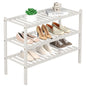 ROMGUAR CRAFT 3 Tier Bamboo Shoe Rack for Closet Free Standing Wood Shoe Shelf Storage Organizer for Entryway Small Space Stackable 27"x11"x20" (Natural)