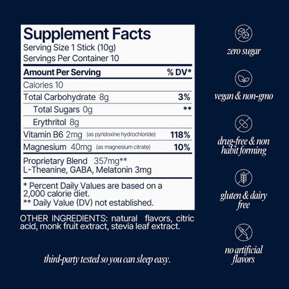 Som Sleep Calm Sleep Aid Drink Mix Powder, Melatonin 3mg, Magnesium, Vitamin B6, L-Theanine & GABA – Vegan, Zero Sugar, Keto Friendly – Cherry, 60-Pack