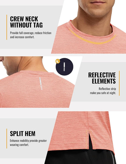 Rdruko Herren Kurzarm Trainingsshirts – Trockene Passform – Feuchtigkeitstransportierend – Für Laufen, Fitnessstudio, aktiven Sport