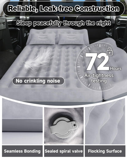 Umbrauto Car Air Mattress Backseat| Inflatable Truck Back Seat Camping Airbed for SUV Rear Seat, Blow Up Sleeping Travel Bed for Van Trunk with Pump & Pillows