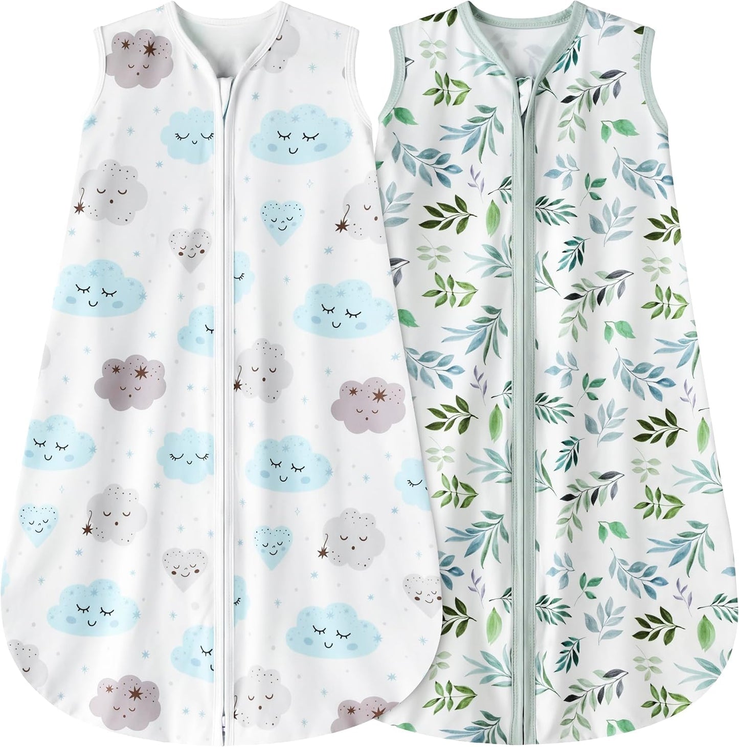 BSTOPPT Newborn Sleep Sack Baby Swaddle,3-6 Months,3-Way Adjustable Wearable Blanket,100% Rayon Cotton Swaddling sleeping bag，TOG 0.5（Clouds&Starry Sky）