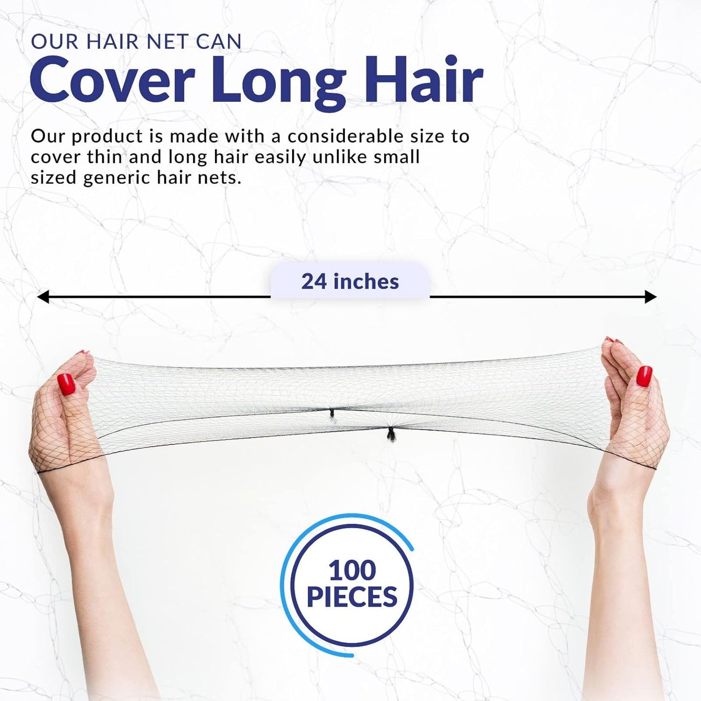 100 Stück Haarnetz Schwarz 24" Unsichtbare Haarnetze für Damen und Herren – Perfekt für Haarknoten, zum Schlafen und für den Küchenservice