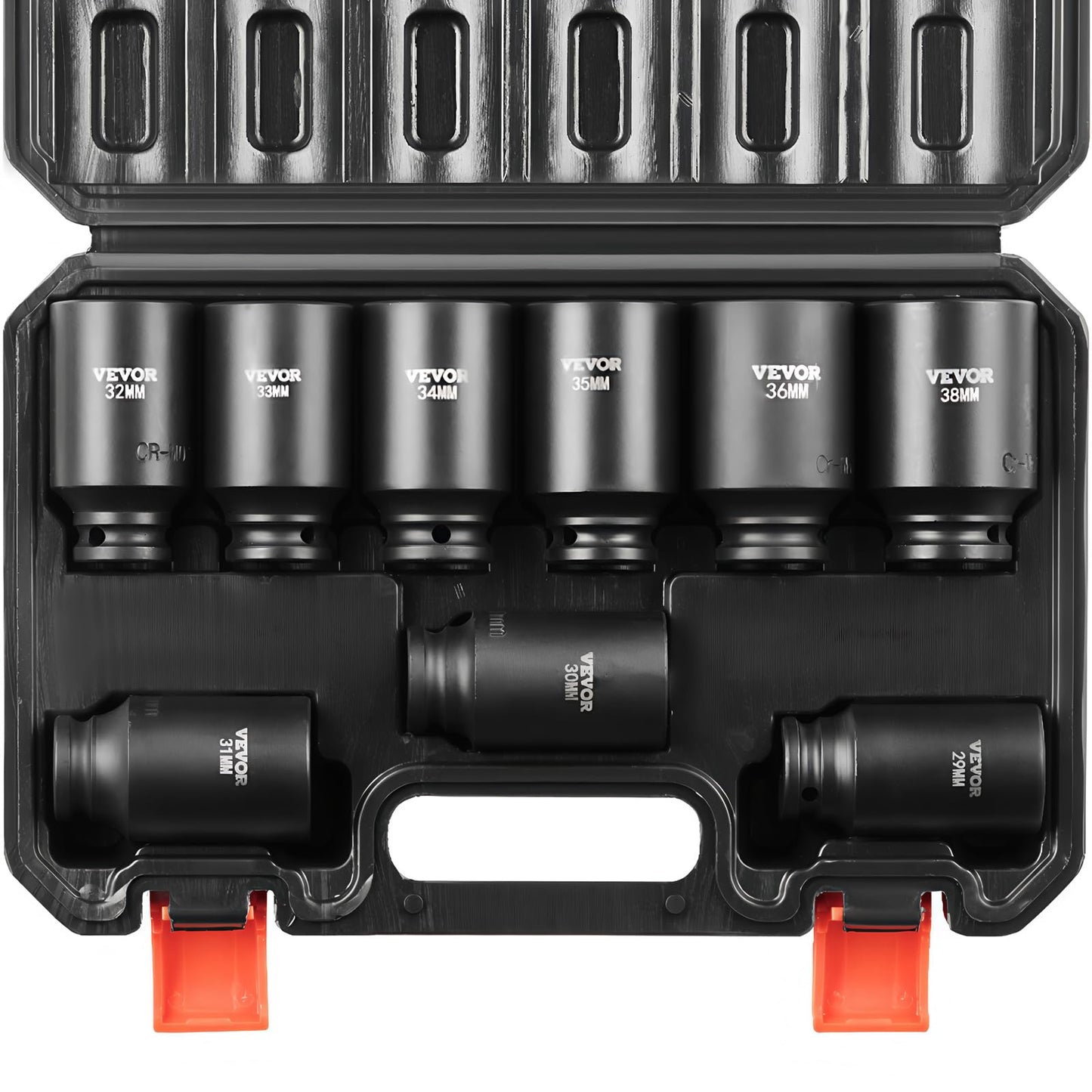 VEVOR 91-Piece 1/2" Drive Impact Socket Set, SAE (5/16" to 1-1/4") & Metric (8 to 32 mm), CR-V, Deep & Shallow, 6 Point, Ratchet Handle, Universal Joint, Adapters, Extension Bars (3, 5, 10 in)