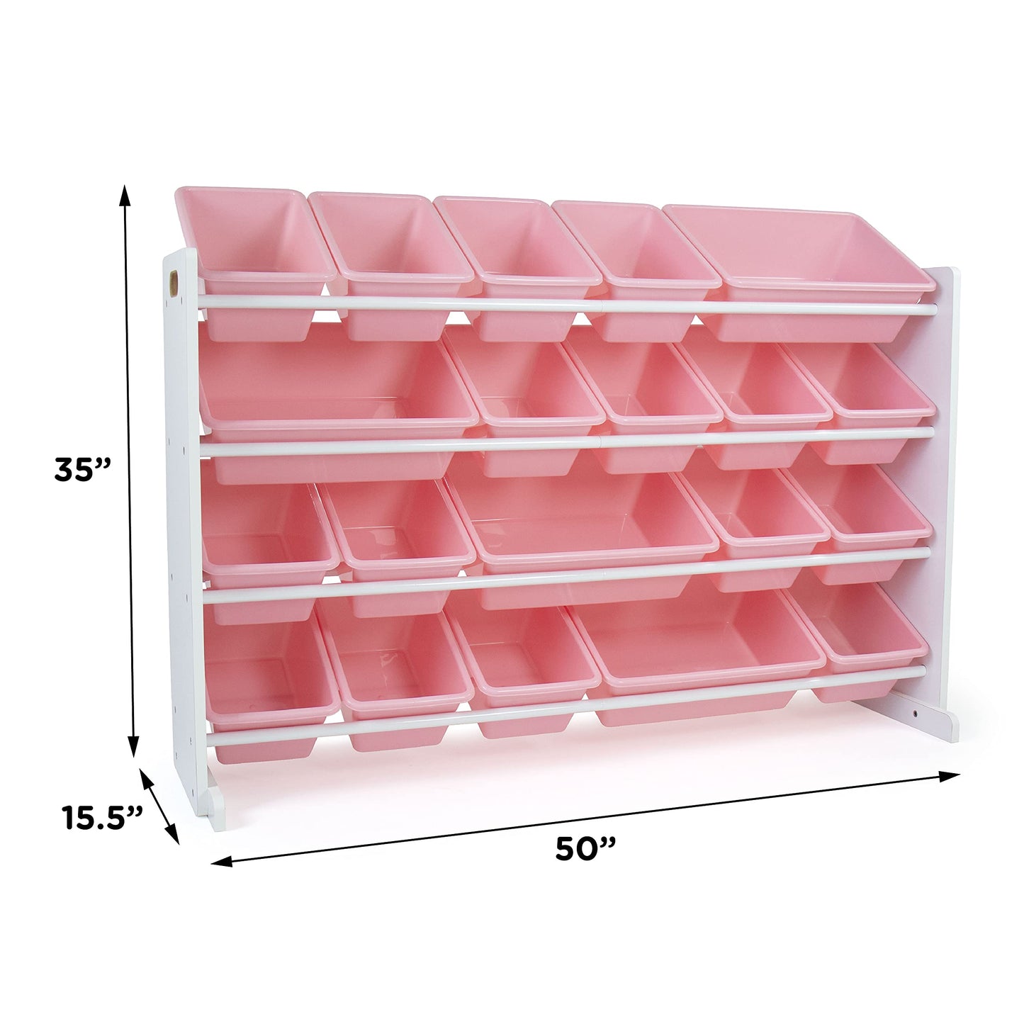 Humble Crew Toy Storage Organizer with 20 Removable Storage Bins for Kids Playroom, 4-Tier Toddler Toy Organization and Storage, Natural/White