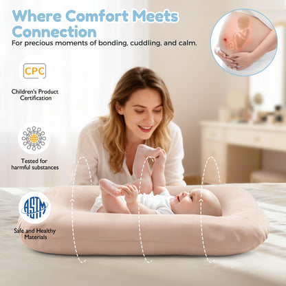 Baby Lounger & Snuggle Nest for Newborn 0-24 Months, Baby Nest Supervised Breathable Cotton for Newborn, Breathable Portable Infant Lounnger for Travel and Home, Pink (Lounger Cover Included)