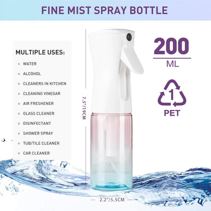 TANSHINE Kontinuierliche Haar Pflanze Mister Sprühflasche Fein Leer Klein Nebelsprühflaschen Nebelsprüher Wasser Alkohol Reinigungs Sprühnebel Flasche für Lockenhaar Styling Produkte,Pflanzen, 200ml,Klar