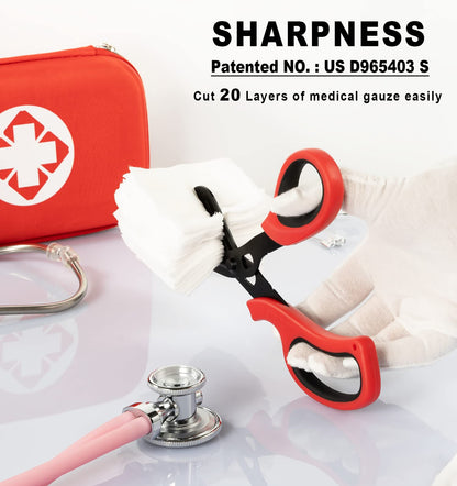 MEUUT 2 Pack Medical Scissors Trauma Shears for Left and Right Hand -Patented Bandage Scissors All Purpose with Non-Stick Blades, Surgical Grade Shears Stainless Steel EMT Scissors for Nurses EMT