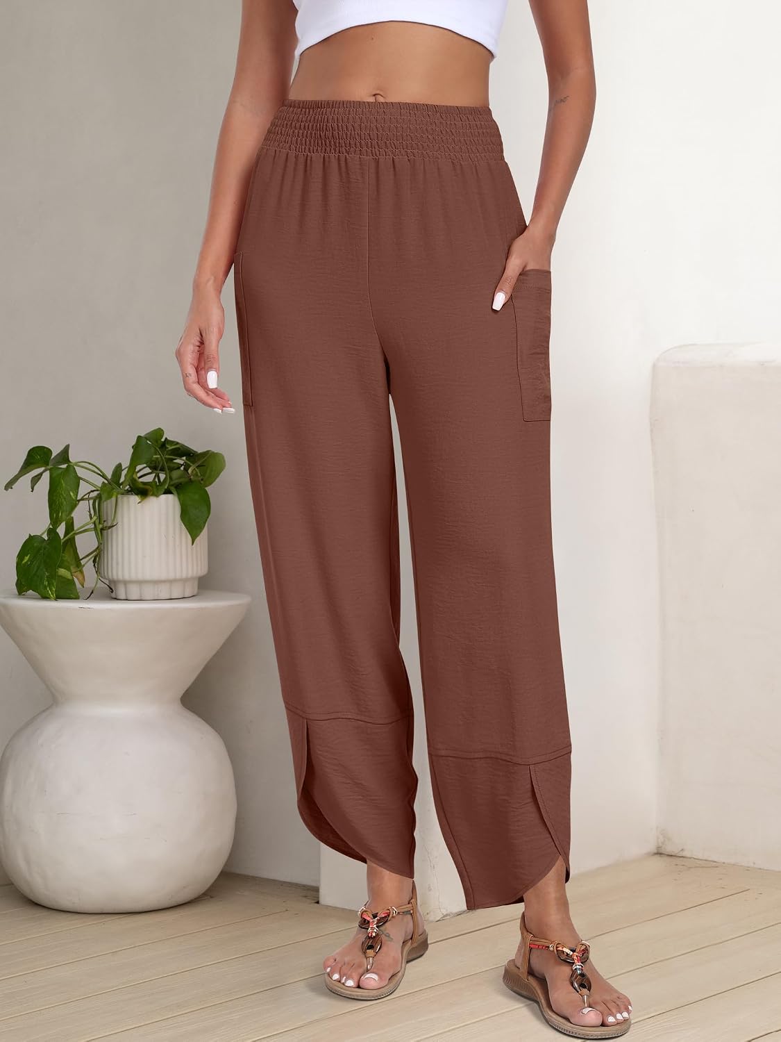 ANRABESS Womens Wide Leg Palazzo Capri Pants 2026 Summer Casual Loose High Waisted Lounge Flowy Cropped Beach Work Trousers