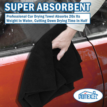 HOMEXCEL Mikrofasertuch 12er-Pack, 31,75 x 31,75 cm Mikrofasertücher für Autos, ultra-saugfähiges Autowaschtuch, fusselfreie, streifenfreie Reinigungstücher für Auto, Küche und Fenster (Grau)