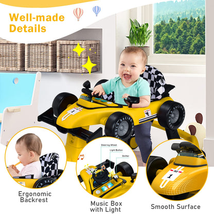 BABY JOY 4-in-1 Baby Walker, Foldable Activity Walker with Adjustable Height & Speed, Music, Lights, Anti-Rollover, Toddler Push Walker, Baby Walker with Wheels for Boys Girls 6-18 Months (Pink)