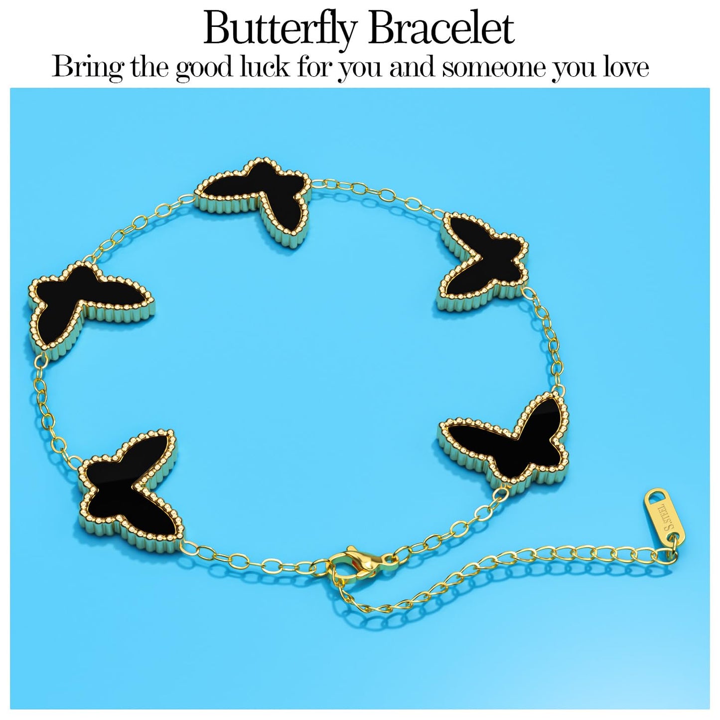 AICase 18K Gold Plated Clover Bracelet Dupes Gold/White/Black Bracelet Set for Women Flower Leaf Lucky Clover Bracelets Trendy Jewelry Birthday Gifts for Women/MoM/Friends