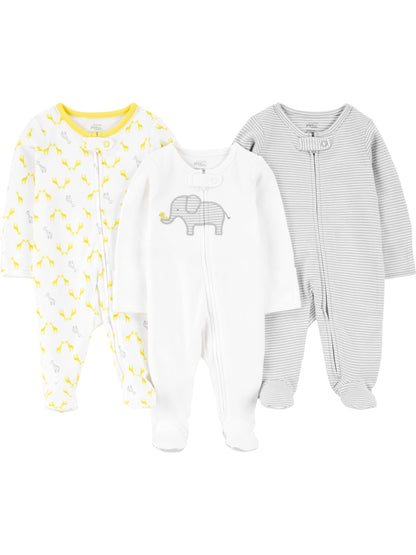 NewbornLight Grey Mini Stripe/White Elephant/Giraffe