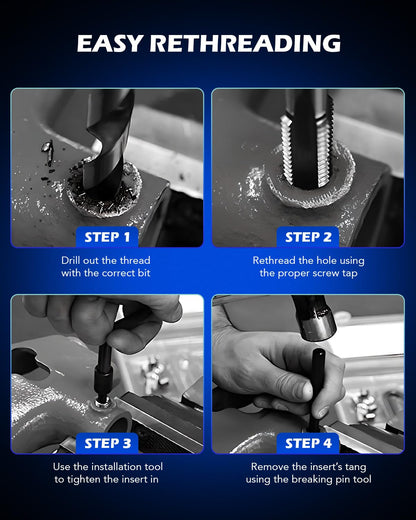 Orion Motor Tech 172pc Thread Repair Kit, Metric Thread Restorer Kit with HSS Drill Bits Taps Inserts Breakoff Installation Tools, Auto Rethreading Restorer Tool Kit in M5 M6 M8 M10 M12 Sizes