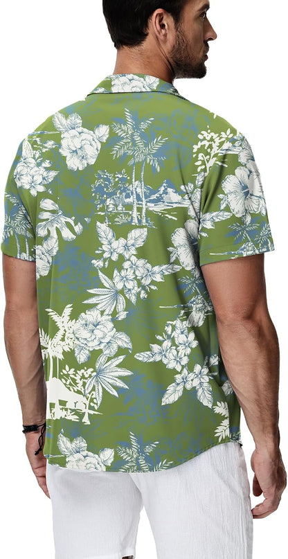 HMIYA Herren Hawaiihemden Kurzarm Button-Up Hemd Herren S-3XL