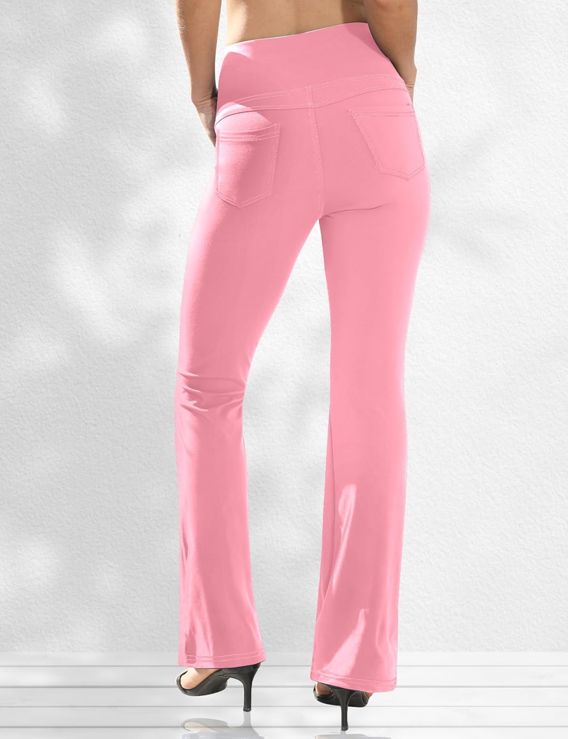 VOOVEEYA Lässige Bootcut Yoga-Hose für Damen, 4 Taschen – Schlagleggings, High Waist, Bauchkontrolle, Bootleg-Arbeitshose