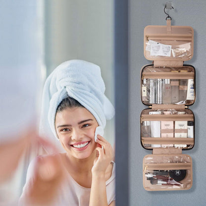 BAGSMART Kulturbeutel Reise-Organizer mit Aufhängehaken, wasserdichte Make-up-Kosmetiktasche für Zubehör, Shampoo, Standardbehälter, Toilettenartikel