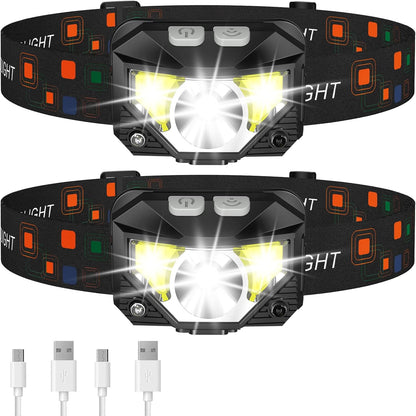 LHKNL Headlamp Flashlight, 4-Pack 1200 Lumen Ultra-Light Bright LED Rechargeable Headlight with White Red Light, Waterproof Motion Sensor Head Lamp, 8 Modes for Outdoor Camping Running Fishing