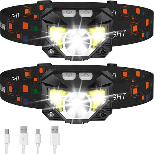 LHKNL Headlamp Flashlight, 4-Pack 1200 Lumen Ultra-Light Bright LED Rechargeable Headlight with White Red Light, Waterproof Motion Sensor Head Lamp, 8 Modes for Outdoor Camping Running Fishing