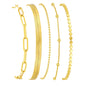 Gold Bracelets for Women, 14K Gold Plated Stackable Bracelet Stack Set Adjustable Charm Paperclip Chain Snake Link Layered Waterproof Jewelry Sets Gifts