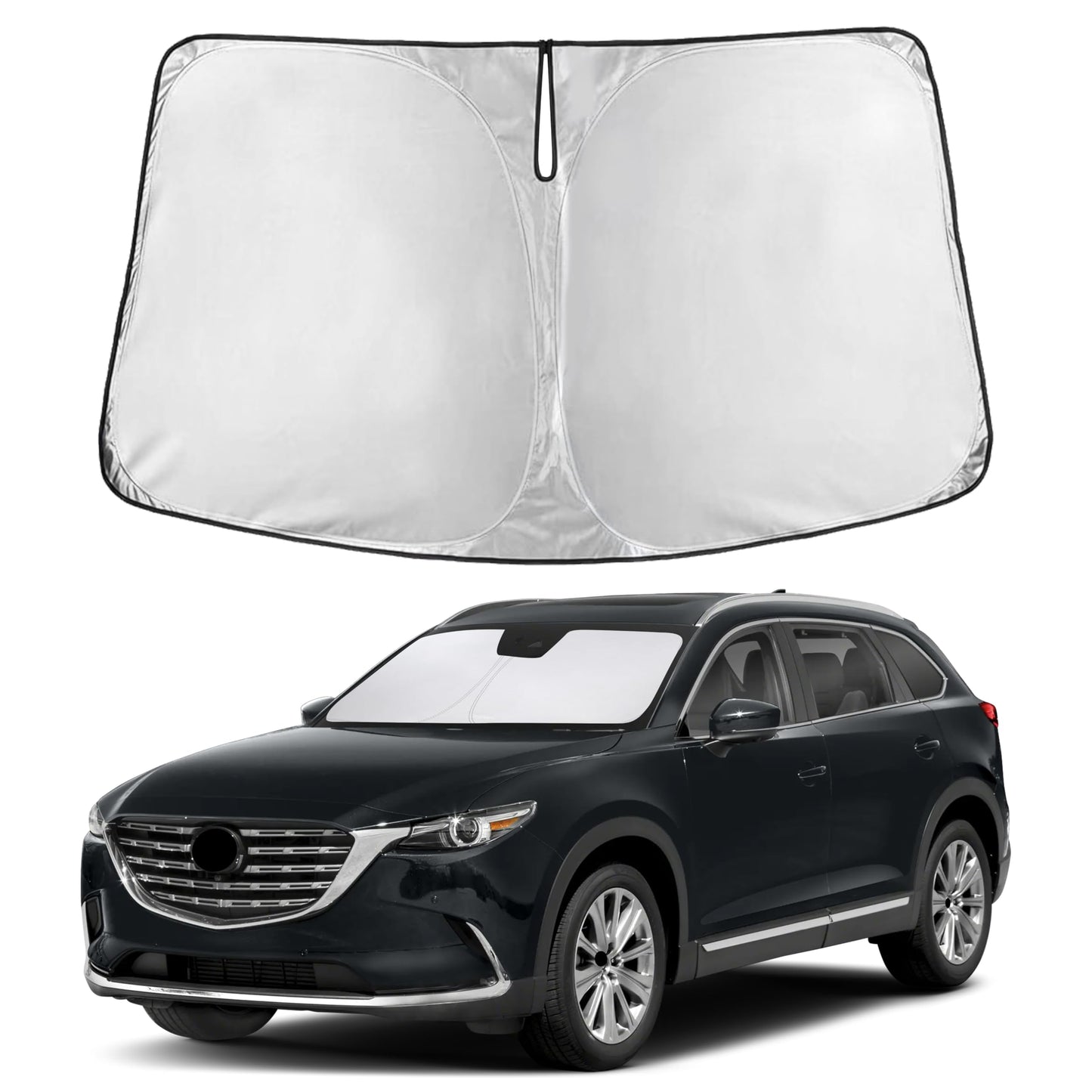 EcoNour Car Windshield Sunshade | Blocks 99% Heat & Keeps Interior Cool | Universal Fits Cars, SUVs, Trucks | Automotive Sun Screen, Visor & Car Accessories for Summer | Medium (64x32 Inches)