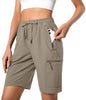 Hugut Women's Lightweight Hiking Cargo Shorts Quick Dry Athletic Shorts Camping Travel Golf Zipper Pockets Water Resistant