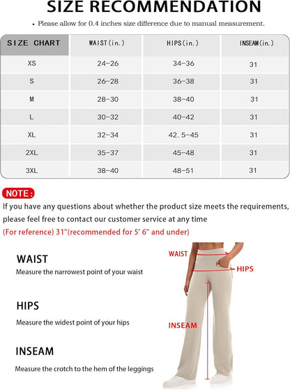VOOVEEYA Yogahosen für Damen mit Taschen, gerade geschnittene Hose mit weitem Bein, hochtaillierte Business-Hose, petite/regulär//lang