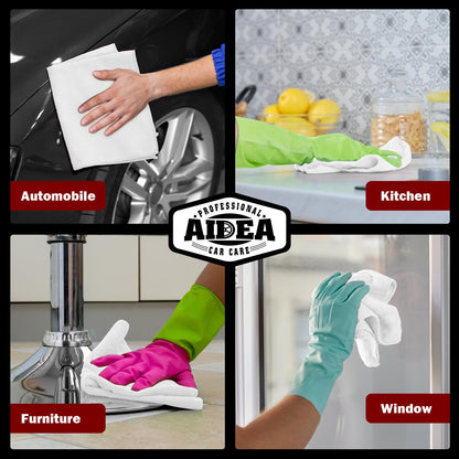 AIDEA Microfiber Cleaning Cloths-50PK, Microfiber Towels for Cars, Premium All-Purpose Car Cloth, Dusting Cleaning Rags, Absorbent Towels for SUVs, House, Kitchen, Window, Gift-12×12"