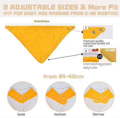 NISXABEBE Musselin-Baby-Lätzchen, 6er-Pack, Baby-Bandana-Spucktücher aus 100 % Baumwolle für Jungen und Mädchen, unifarbene Lätzchen für Spucken und Zahnen (Jungen)