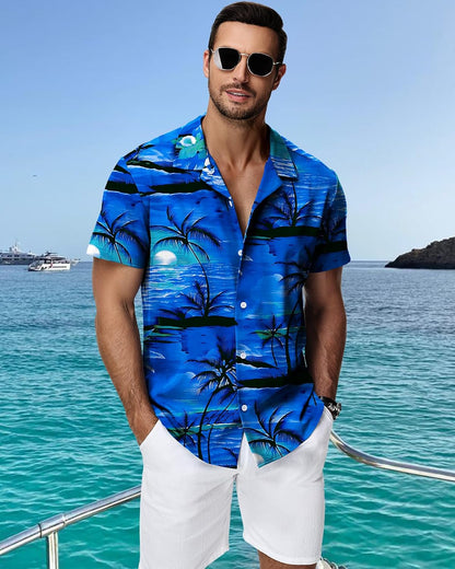 HMIYA Herren Hawaiihemden Kurzarm Button-Up Hemd Herren S-3XL
