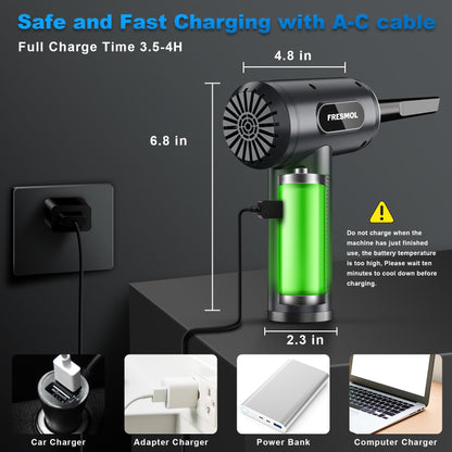 Compressed Air Duster-3 Gear Adjustable 100000RPM Electric Air Duster with LED Light, Rechargeable Cordless Air Blower for Keyboard Electric Devices Cleaning. Replaces Compressed Air Cans (Black)
