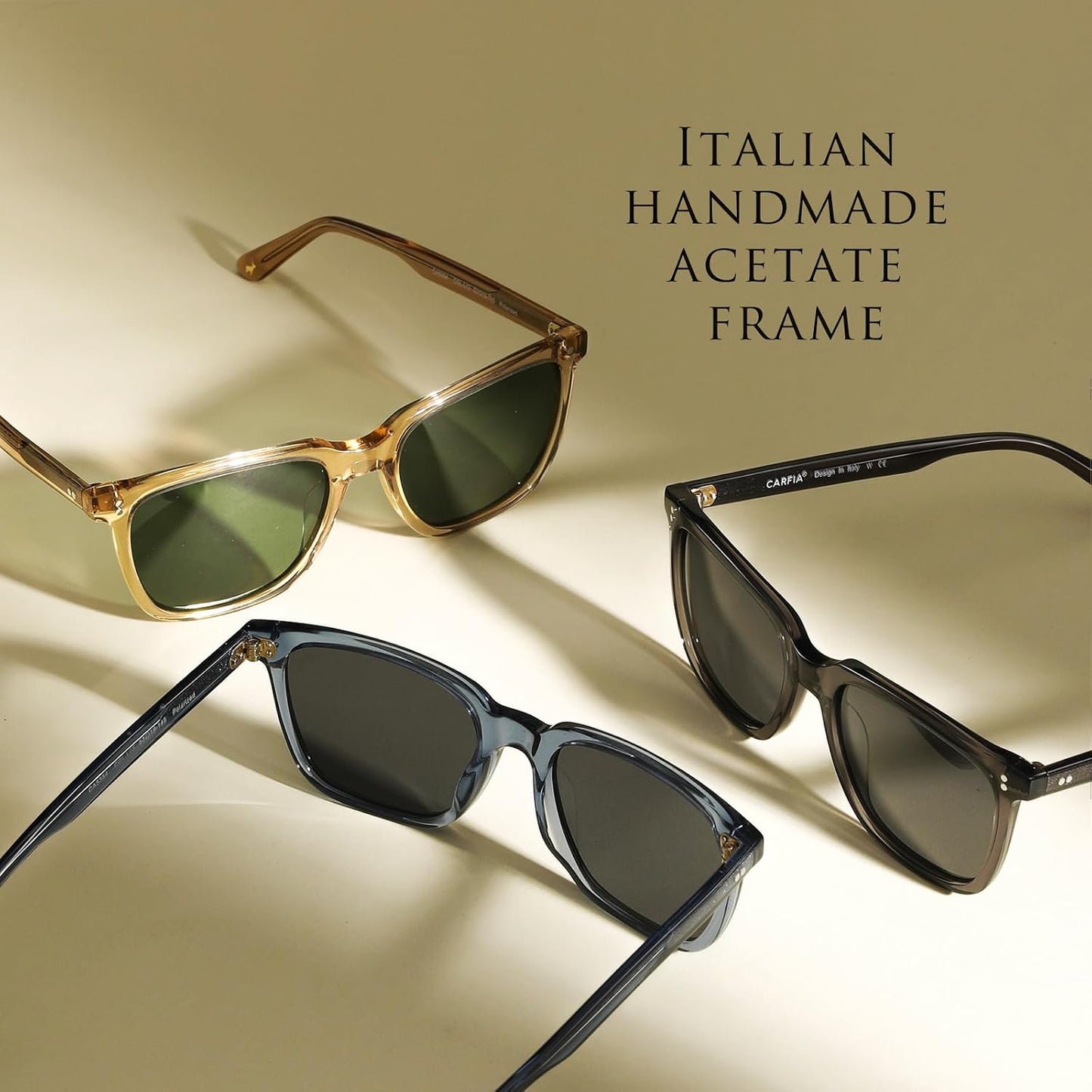 CARFIA Square Polarized Sunglasses for Men