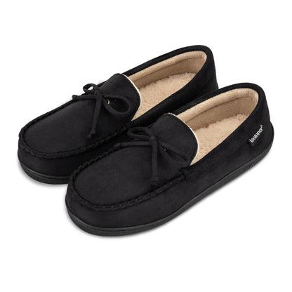 isotoner Men's Slip-on Indoor/Outdoor Microsuede Memory Foam Comfort Moccasin Slippers