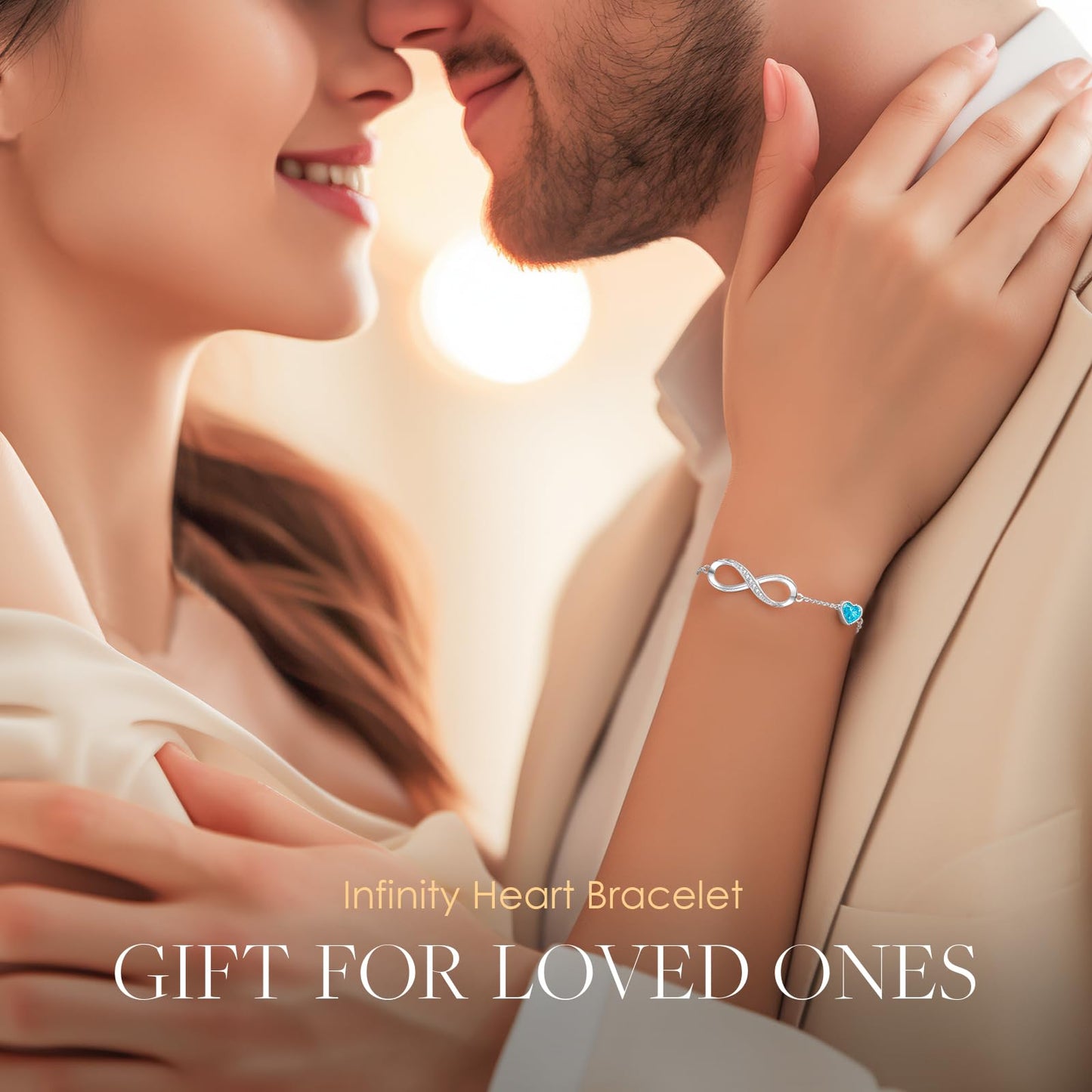 CDE Valentinstagsgeschenk Infinity Herz Geburtsstein Charm Gliederarmband für Damen 925 Sterling Silber Verstellbares Muttertags- Weihnachtsgeschenk Jubiläums- Geburtstags-Schmuck für Ehefrau Freundin Sie