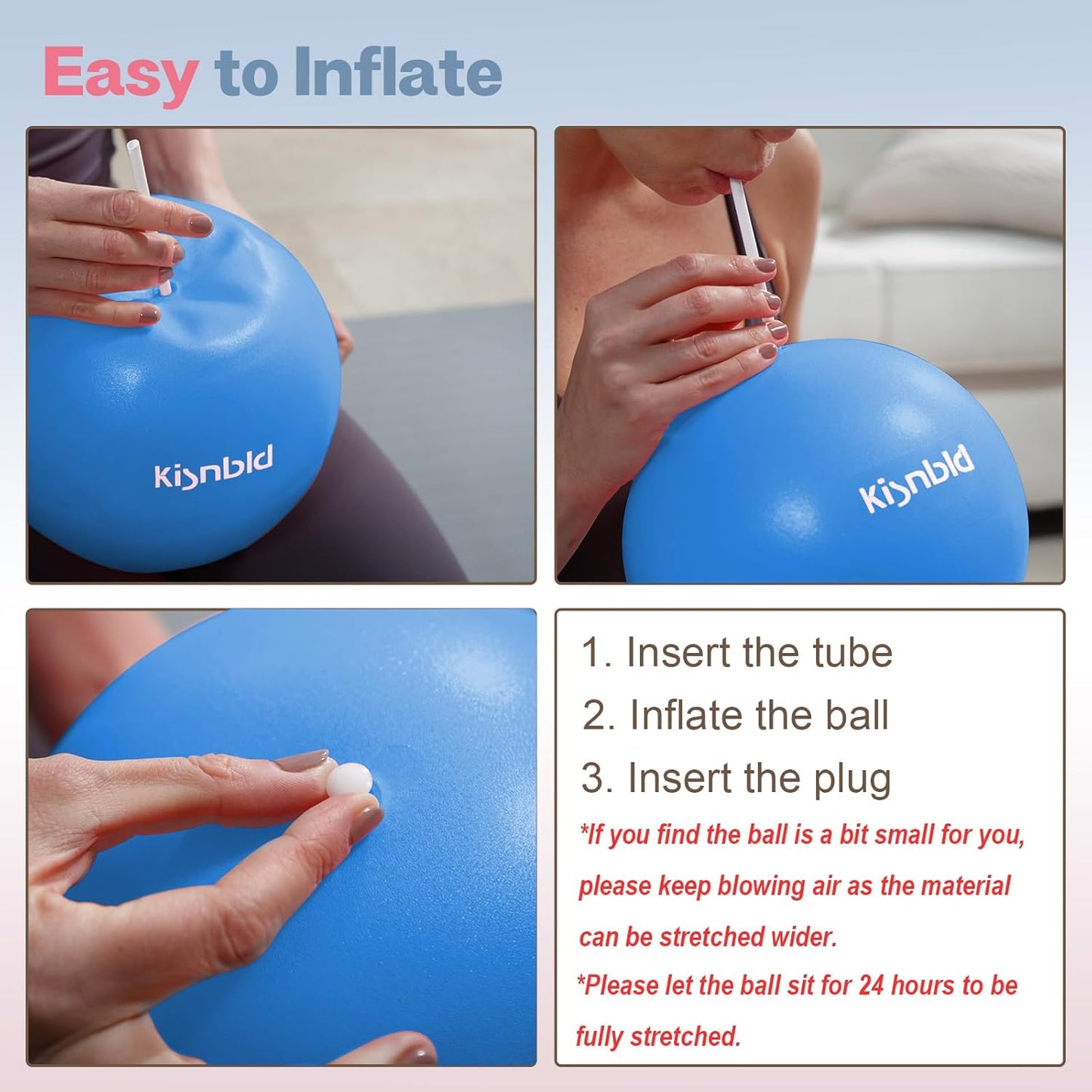 kisnbld Kleiner Gymnastikball, 9 Zoll Mini Pilates Ball, Anti-Burst und Rutschfester Mini Yoga Ball für Stabilität, Fitness, Physiotherapie, Dehnung und Rumpfkrafttraining zu Hause, im Fitnessstudio und Büro