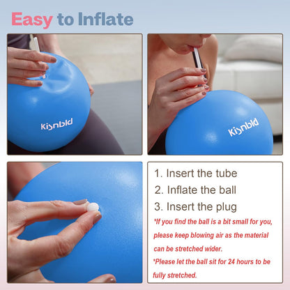 kisnbld Kleiner Gymnastikball, 9 Zoll Mini Pilates Ball, Anti-Burst und Rutschfester Mini Yoga Ball für Stabilität, Fitness, Physiotherapie, Dehnung und Rumpfkrafttraining zu Hause, im Fitnessstudio und Büro