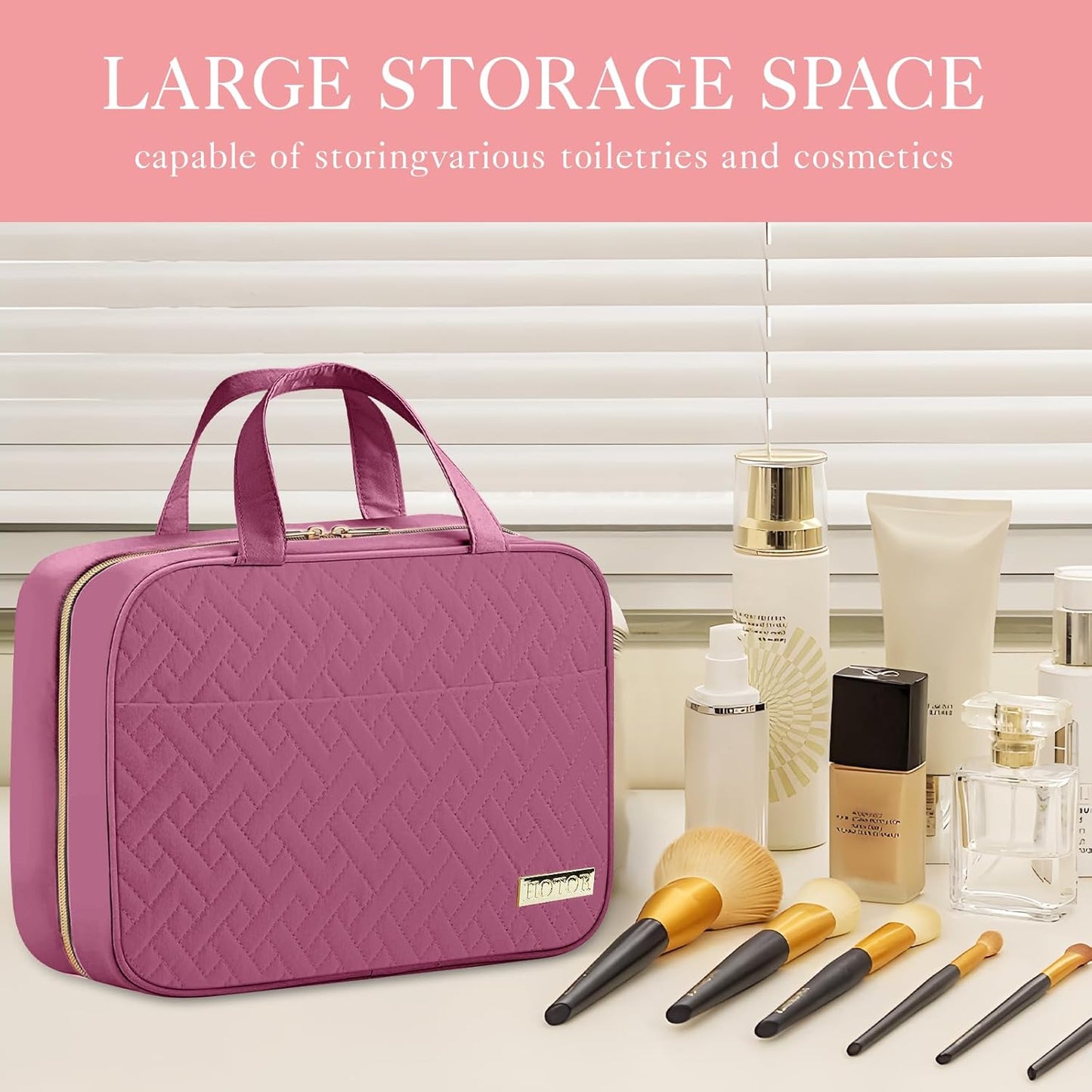 HOTOR Kulturtasche für Reisen - Kulturtasche mit Aufhängehaken für Damen & Herren, Kosmetiktasche/Großes Fach, Wasserdicht für Reiseaccessoires, Reiseutensilien, Klein, Schwarz