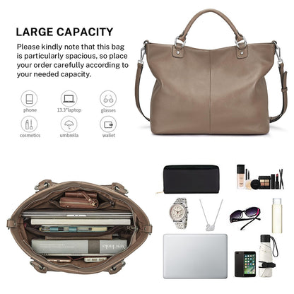 Kattee Damen Weiche Echtleder Tragetasche Schultertasche Handtasche